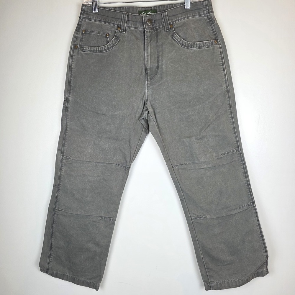 Vintage Eddie Bauer 32x30 Cargo Carpenter Pants Gray Relaxed Outdoor Grunge.A191